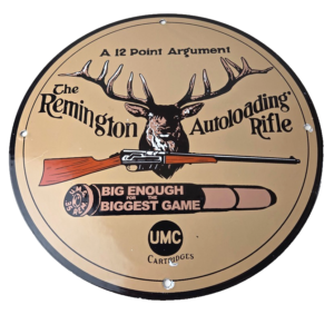 Vintage Remington Porcelain Sign - Firearms Rifles Deer Ammo Guns Gas Pump Sign