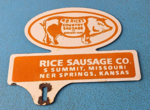 Vintage Rice Sausage Sign Topper Country Gas Porcelain License Plate Topper 305869985303