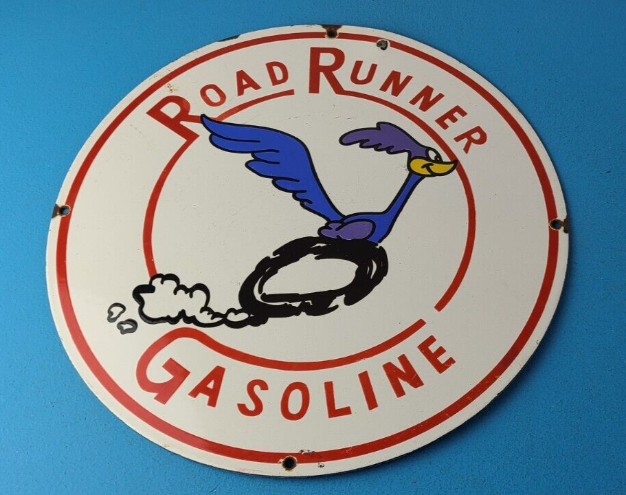 Vintage Road Runner Gasoline Sign Mopar Racing Auto Gas Porcelain Sign 305844968083