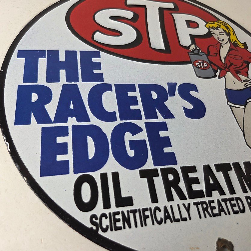 Vintage STP Porcelain Sign - Gas Pump Racers Edge Automobilia Gas Sign - Image 6