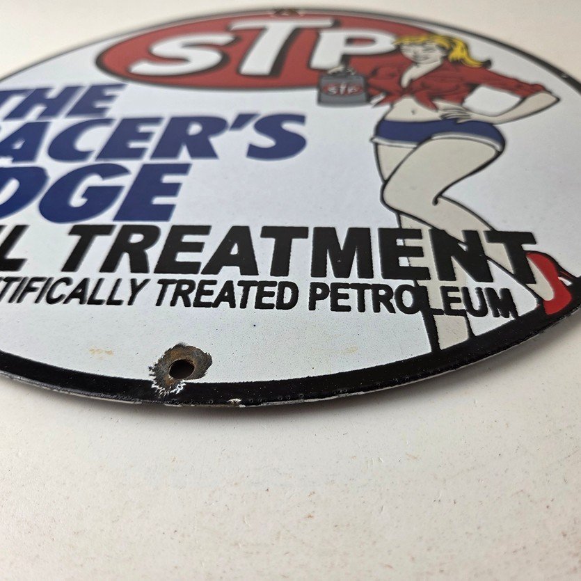 Vintage STP Porcelain Sign - Gas Pump Racers Edge Automobilia Gas Sign - Image 10
