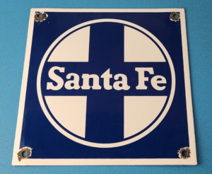 Vintage Santa Fe Sign Trains Railroad Porcelain Gas Pump Grand Canyon Sign 305872534023