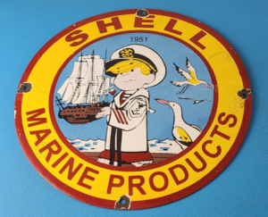 Vintage Shell Gasoline Sign Dennis Menace Gas Service Station Porcelain Sign 305856472463