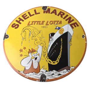 Vintage Shell Gasoline Sign - Lotta Gas Pump Service Automobile Motor Oil Sign