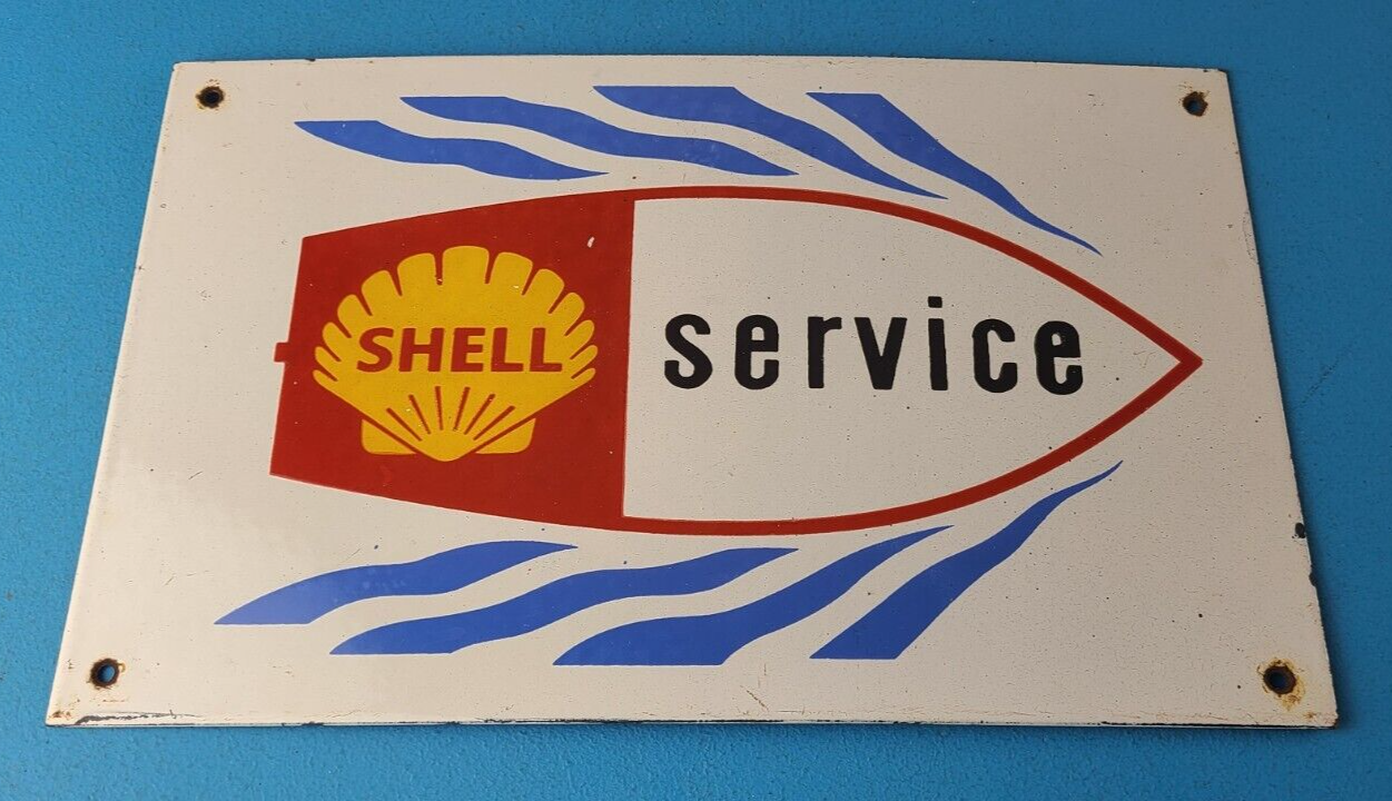 Vintage Shell Gasoline Sign Marine Boat Porcelain Gas Pump Plate Sign 305898343903