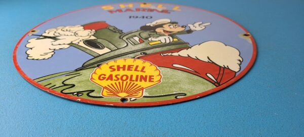 Vintage Shell Gasoline Sign Mickey Old Steamboat Gas Oil Pump Porcelain Sign 305726884833 10