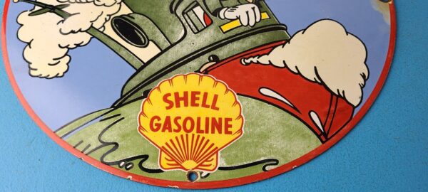 Vintage Shell Gasoline Sign Mickey Old Steamboat Gas Oil Pump Porcelain Sign 305726884833 11