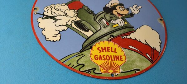 Vintage Shell Gasoline Sign Mickey Old Steamboat Gas Oil Pump Porcelain Sign 305726884833 6