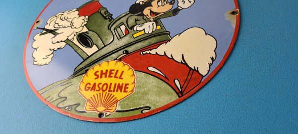 Vintage Shell Gasoline Sign Mickey Old Steamboat Gas Oil Pump Porcelain Sign 305726884833 9