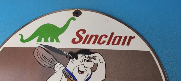 Vintage Sinclair Gasoline Porcelain Sign Flintstones Dragon Graphic Gas Sign 305370520333 13