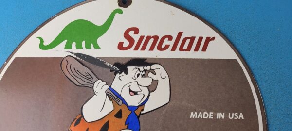Vintage Sinclair Gasoline Porcelain Sign Flintstones Dragon Graphic Gas Sign 305370520333 2