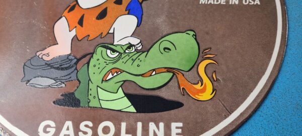Vintage Sinclair Gasoline Porcelain Sign Flintstones Dragon Graphic Gas Sign 305370520333 4