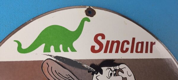 Vintage Sinclair Gasoline Porcelain Sign Flintstones Dragon Graphic Gas Sign 305370520333 5