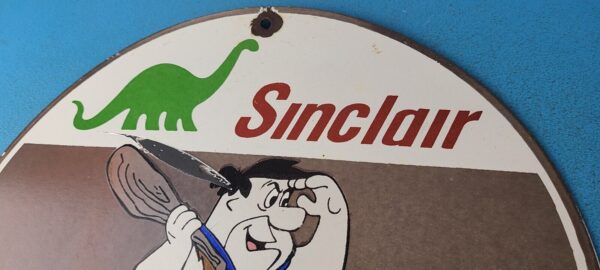 Vintage Sinclair Gasoline Porcelain Sign Flintstones Dragon Graphic Gas Sign 305370520333 8