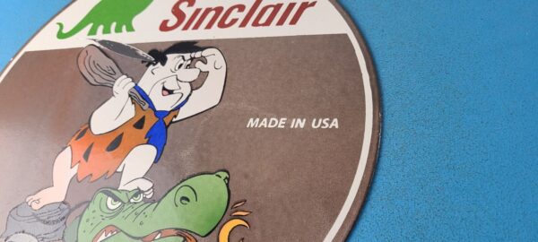 Vintage Sinclair Gasoline Porcelain Sign Flintstones Dragon Graphic Gas Sign 305370520333 9