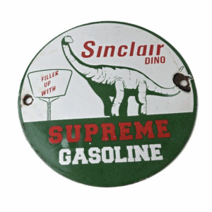Vintage Sinclair Gasoline Sign - Dino Supreme Station Oil Pump Porcelain Sign