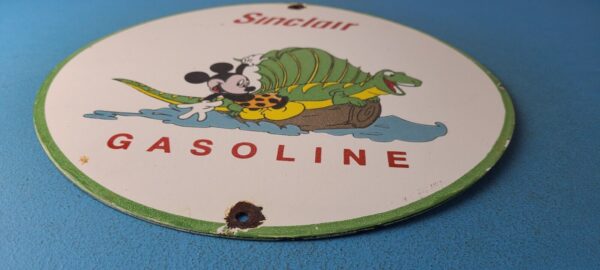 Vintage Sinclair Gasoline Sign Dinosaur Mickey Mouse Porcelain Gas Pump Sign 305378743723 10