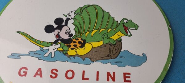 Vintage Sinclair Gasoline Sign Dinosaur Mickey Mouse Porcelain Gas Pump Sign 305378743723 11