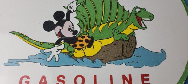 Vintage Sinclair Gasoline Sign Dinosaur Mickey Mouse Porcelain Gas Pump Sign 305378743723 2