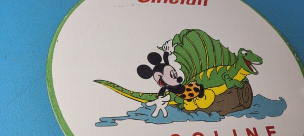Vintage Sinclair Gasoline Sign Dinosaur Mickey Mouse Porcelain Gas Pump Sign 305378743723 5