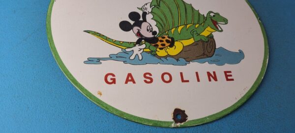Vintage Sinclair Gasoline Sign Dinosaur Mickey Mouse Porcelain Gas Pump Sign 305378743723 6