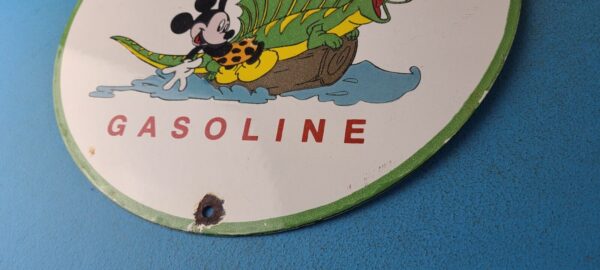 Vintage Sinclair Gasoline Sign Dinosaur Mickey Mouse Porcelain Gas Pump Sign 305378743723 9