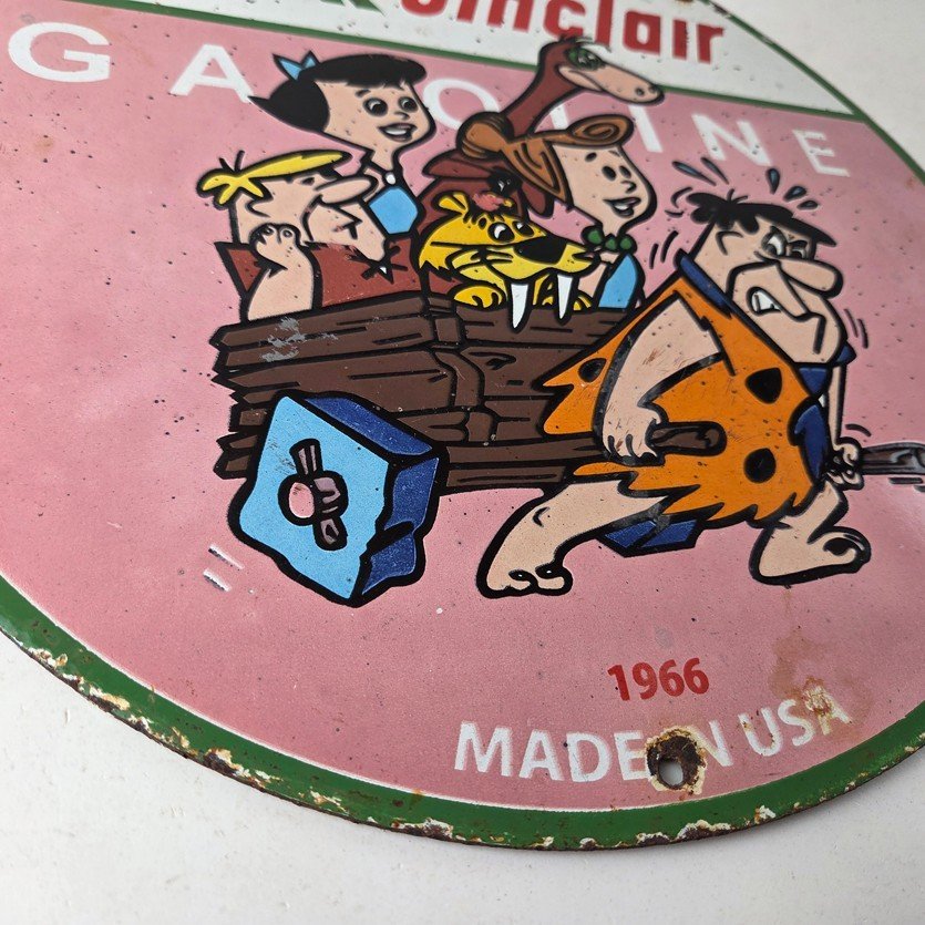 Vintage Sinclair Porcelain Sign - Flintstones Cave Man Gasoline Gas Station Sign - Image 11