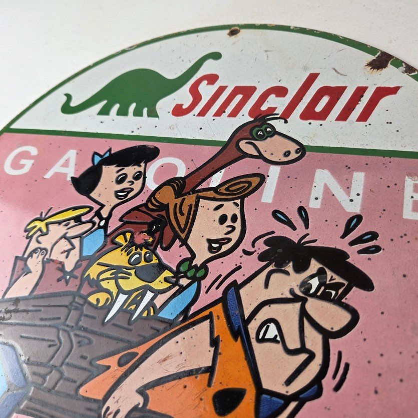 Vintage Sinclair Porcelain Sign - Flintstones Cave Man Gasoline Gas Station Sign - Image 12