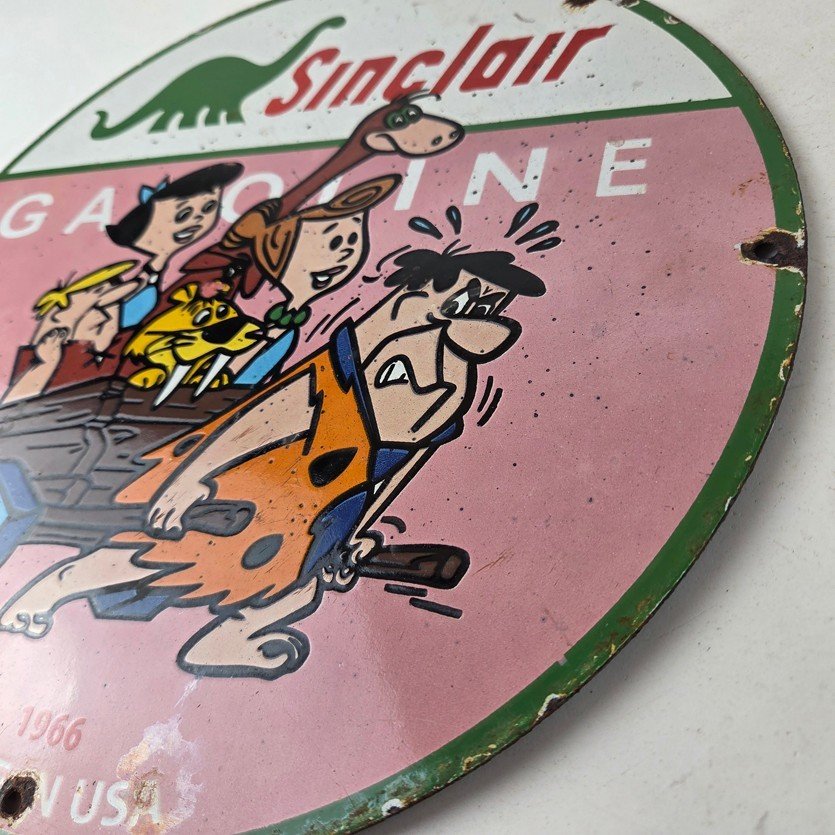 Vintage Sinclair Porcelain Sign - Flintstones Cave Man Gasoline Gas Station Sign - Image 13