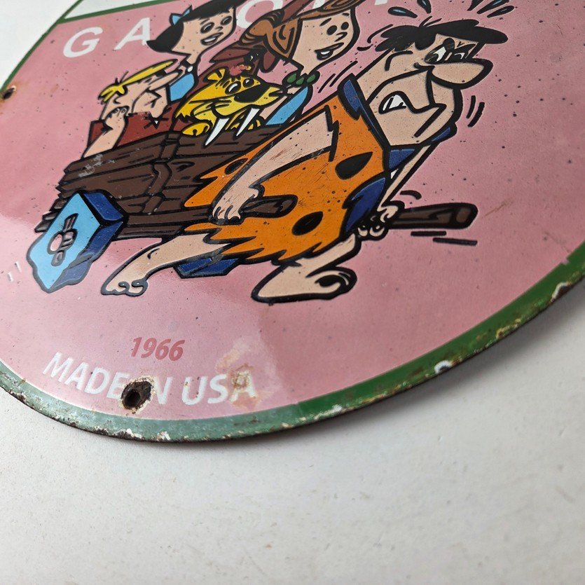 Vintage Sinclair Porcelain Sign - Flintstones Cave Man Gasoline Gas Station Sign - Image 14