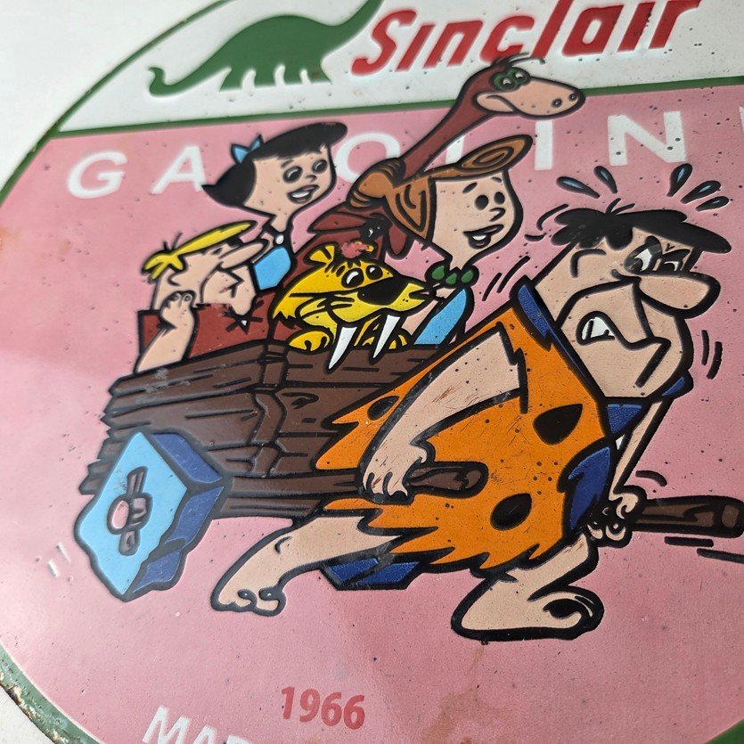 Vintage Sinclair Porcelain Sign - Flintstones Cave Man Gasoline Gas Station Sign - Image 4