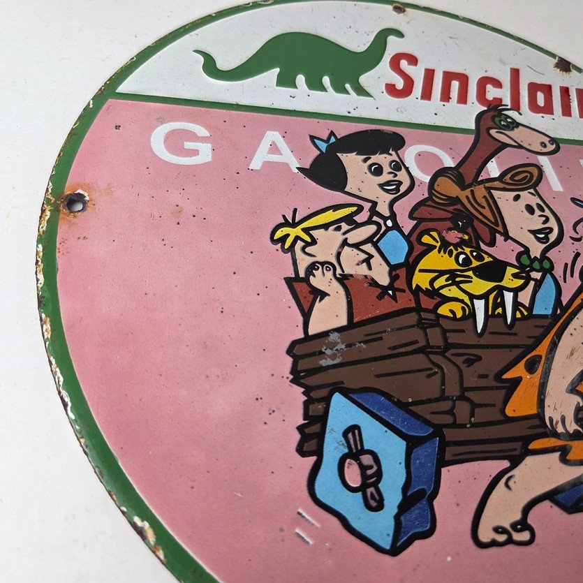 Vintage Sinclair Porcelain Sign - Flintstones Cave Man Gasoline Gas Station Sign - Image 6