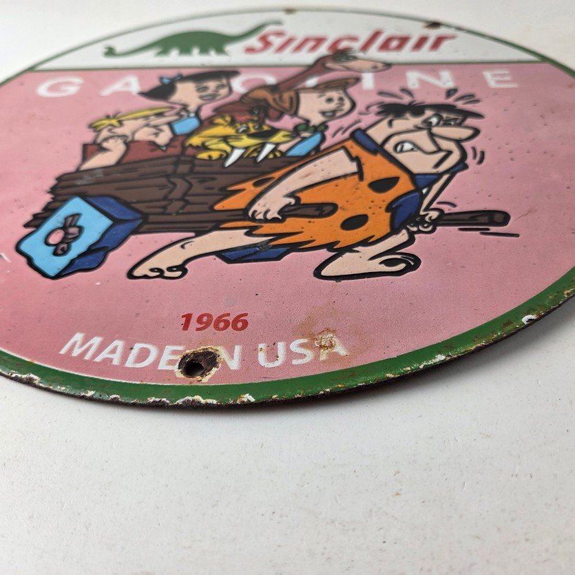 Vintage Sinclair Porcelain Sign - Flintstones Cave Man Gasoline Gas Station Sign - Image 10
