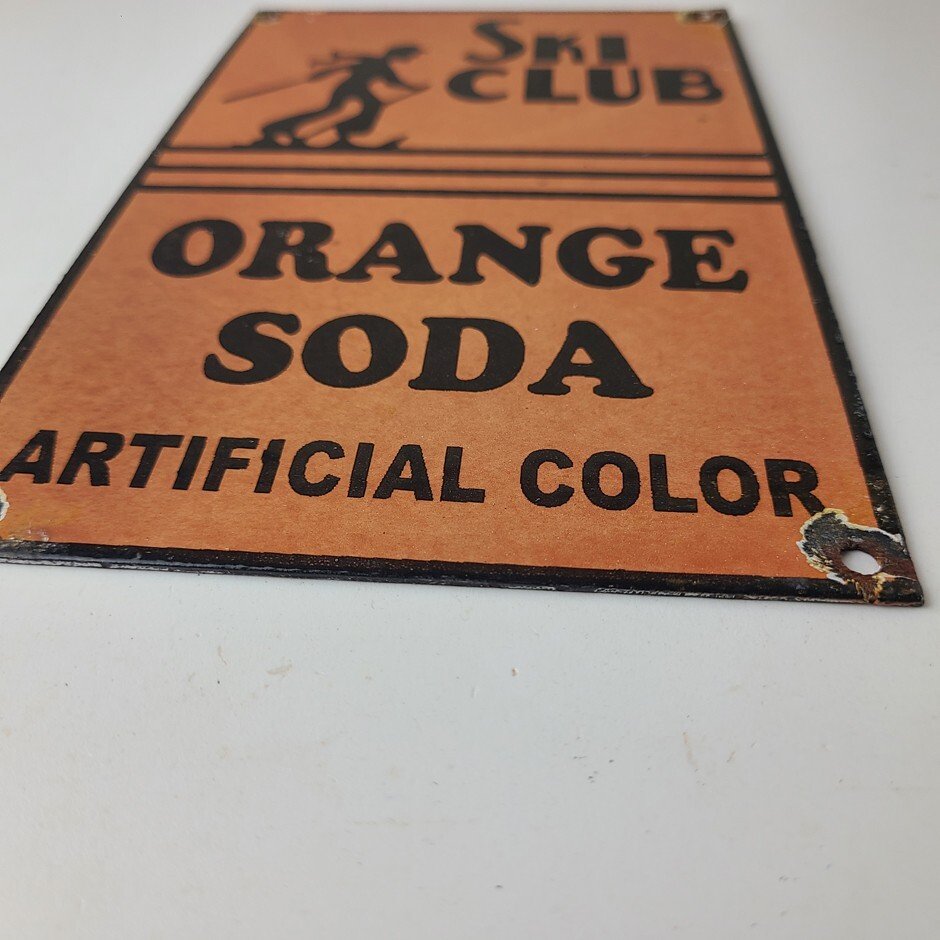 Vintage Ski Club Soda Sign - Orange Soda Beverage Double Cola Pop Gas Pump Sign - Image 11