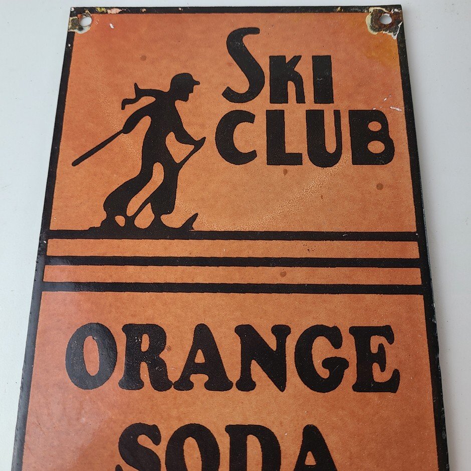 Vintage Ski Club Soda Sign - Orange Soda Beverage Double Cola Pop Gas Pump Sign - Image 3