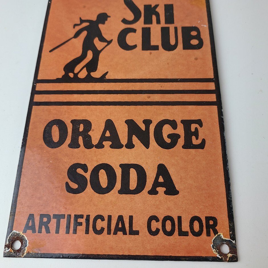 Vintage Ski Club Soda Sign - Orange Soda Beverage Double Cola Pop Gas Pump Sign - Image 4