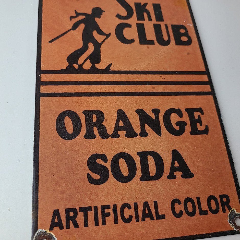 Vintage Ski Club Soda Sign - Orange Soda Beverage Double Cola Pop Gas Pump Sign - Image 6