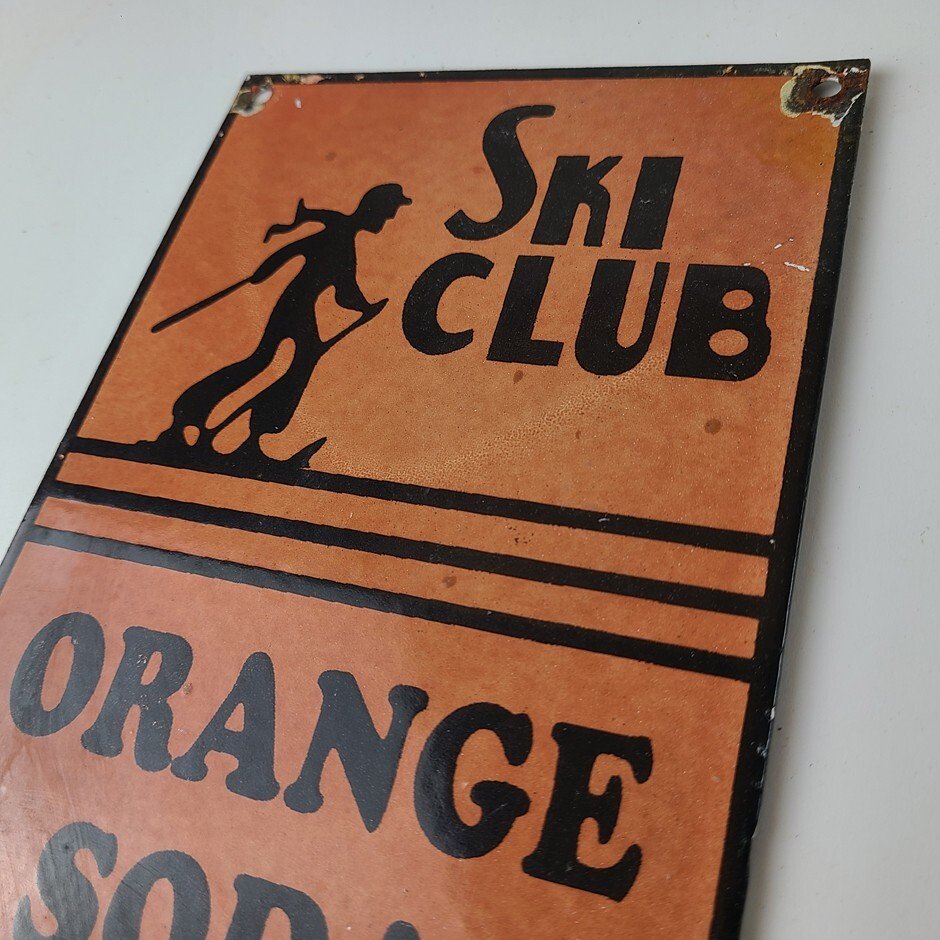 Vintage Ski Club Soda Sign - Orange Soda Beverage Double Cola Pop Gas Pump Sign - Image 8