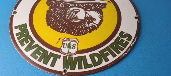 Vintage Smokey Bear Wildfires Sign Prevention Gas Porcelain Sign 305767336703 11