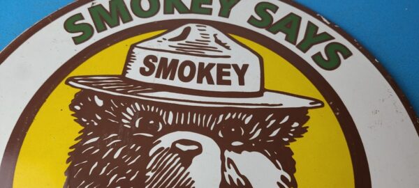 Vintage Smokey Bear Wildfires Sign Prevention Gas Porcelain Sign 305767336703 2