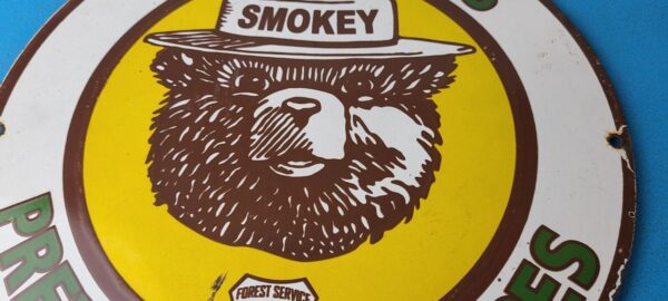 Vintage Smokey Bear Wildfires Sign Prevention Gas Porcelain Sign 305767336703 3