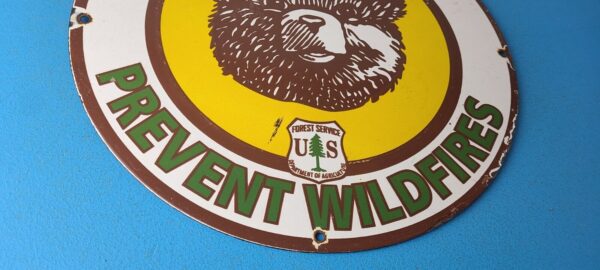 Vintage Smokey Bear Wildfires Sign Prevention Gas Porcelain Sign 305767336703 6