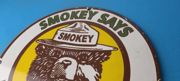 Vintage Smokey Bear Wildfires Sign Prevention Gas Porcelain Sign 305767336703 7