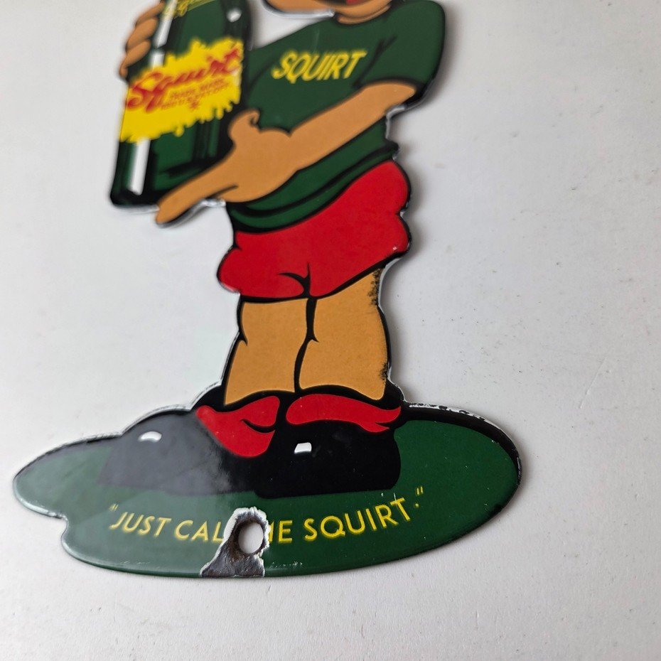 Vintage Squirt Boy Sign - Soda Gas Pump Wall Service Sales Porcelain Sign - Image 14