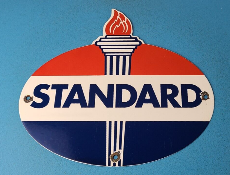 Vintage Standard Gasoline Sign Porcelain American Torch Gas Pump Sign 306079959973