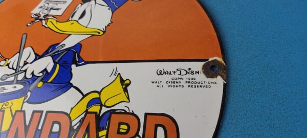 Vintage Standard Gasoline Sign Porcelain Gas Oil Pump Plate Walt Disney Sign