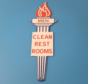 Vintage Standard Gasoline Sign Porcelain Mens Bathroom Torch Gas Pump Sign 305861468953