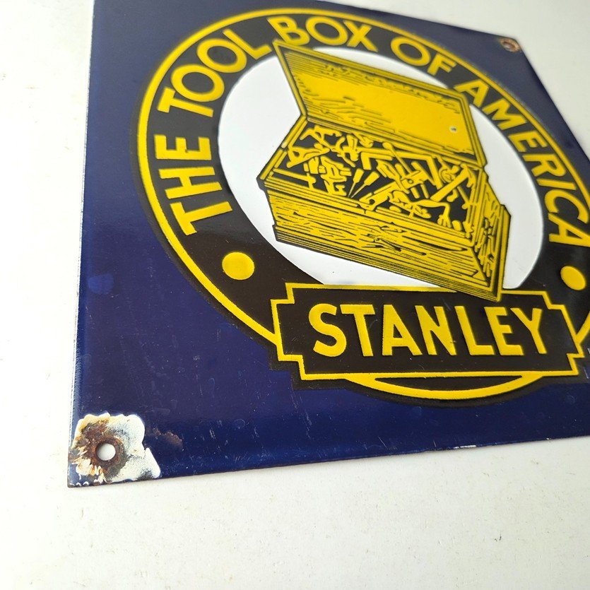 Vintage Stanley Tools Porcelain Sign - Gas Auto Mechanic Garage Shop Sign - Image 11