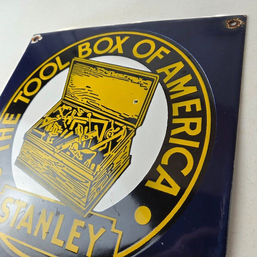 Vintage Stanley Tools Porcelain Sign - Gas Auto Mechanic Garage Shop Sign - Image 12