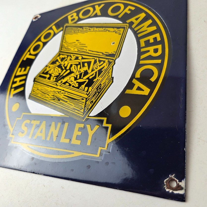 Vintage Stanley Tools Porcelain Sign - Gas Auto Mechanic Garage Shop Sign - Image 13